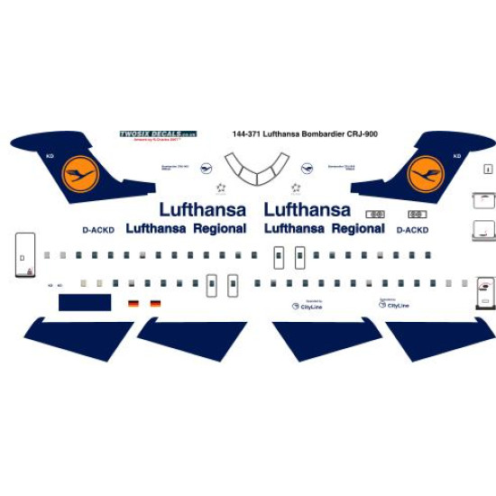 26decals 144-371 1/144 Lufthansa Crj-900 Laser Decal