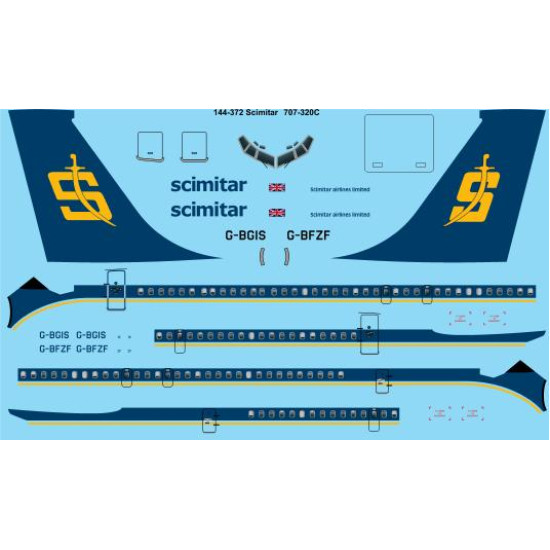 26decals 144-372 1/144 Scimitar Cargo Boeing 707-320c Laser Decal