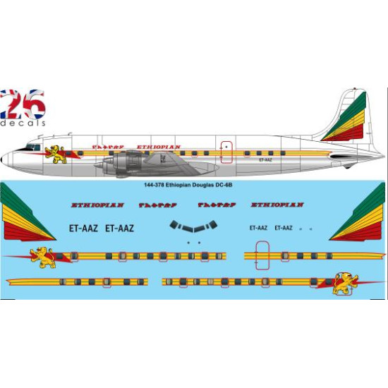26decals 144-378 1/144 Ethiopian Douglas Dc-6b Laser Decal