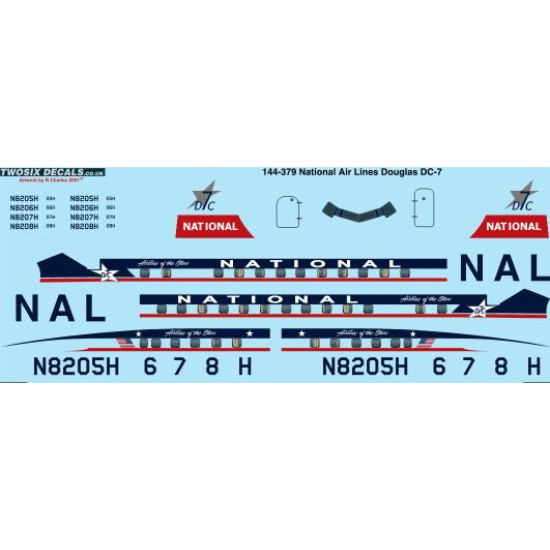26decals 144-379 1/144 National Airlines Douglas Dc-7 Laser Decal