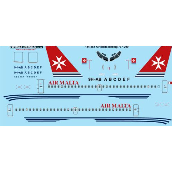 26decals 144-384 1/144 Air Malta Boeing 737-200 Laser Decal
