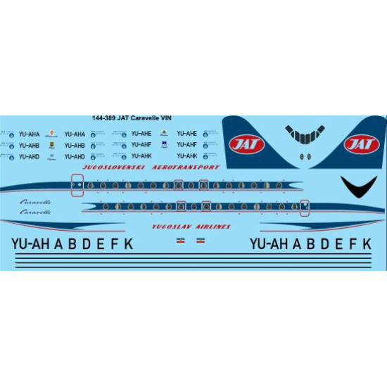 26decals 144-389 1/144 Jat Caravelle Vin Laser Decal