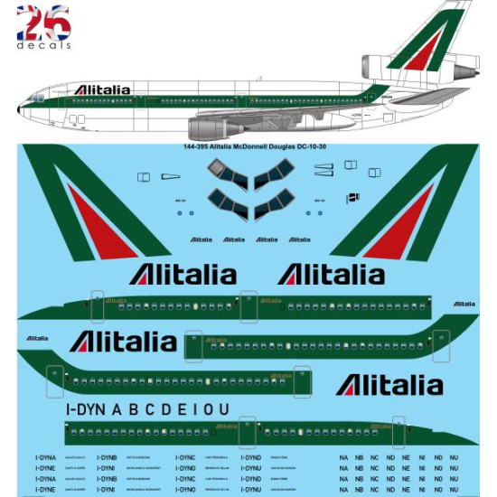 26decals 144-395 1/144 Alitalia Dc-10-30 Laser Decal
