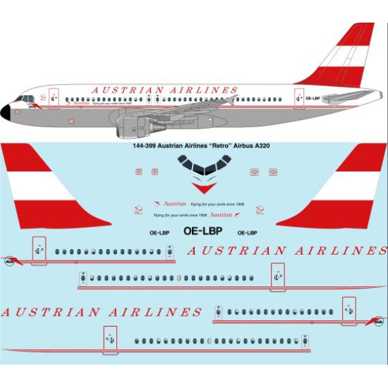 26decals 144-399 1/144 Austrian Retro Airbus A320 Laser Decal