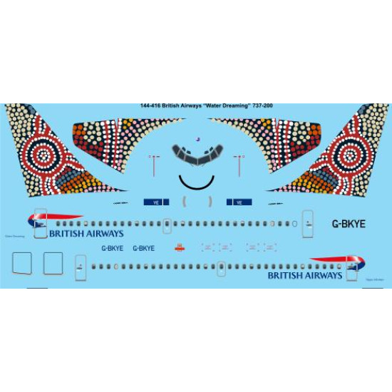 26decals 144-416 1/144 Ba Water Dreaming Boeing 737-200 Laser Decal