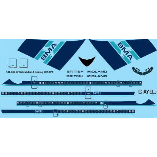 26decals 144-436 1/144 Bma Boeing 707-321 Laser Decal