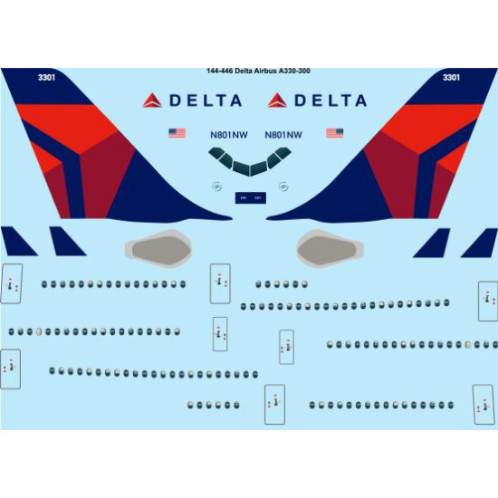 26decals 144-446 1/144 Delta Airbus A330-300 Laser Decal