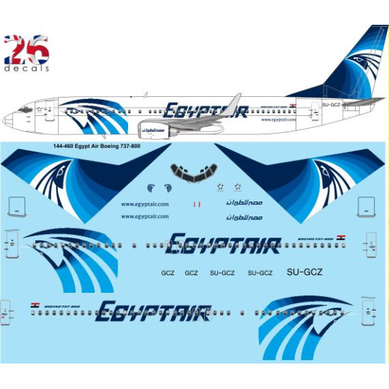 26decals 144-460 1/144 Egyptair Boeing 737-800 Laser Decal