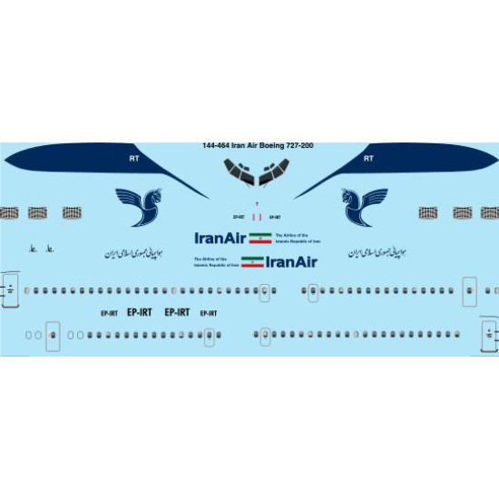 26decals 144-464 1/144 Iran Air Current Boeing 727-200 Laser Decal