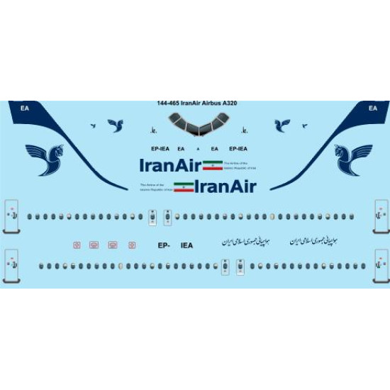 26decals 144-465 1/144 Iran Air Current Airbus A320 Laser Decal