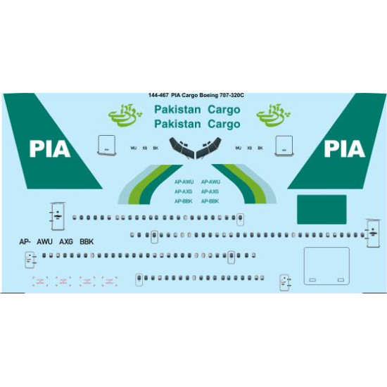 26decals 144-467 1/144 Pia Cargo Boeing 707-320c Laser Decal