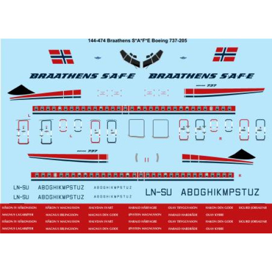 26decals 144-474 1/144 Braathens Safe Boeing 737-200 Laser Decal
