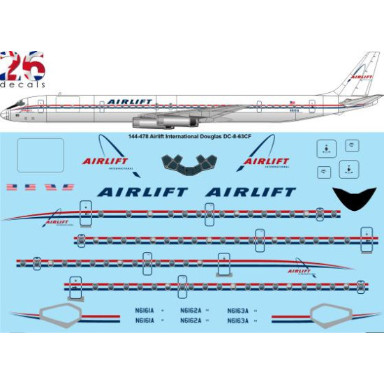 26decals 144-478 1/144 Airlift Douglas Dc-8-61 Laser Decal