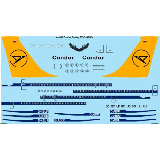 26decals 144-486 1/144 Condor Boeing 707-330/340 Laser Decal
