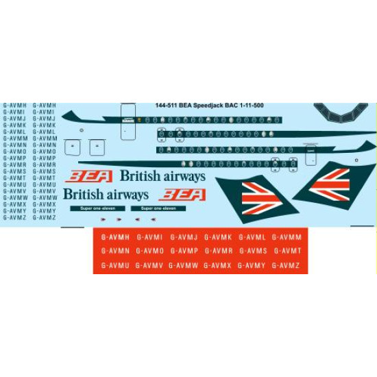 26decals 144-511 1/144 Bea Speedjack Bac 1-11-500 Laser Decal