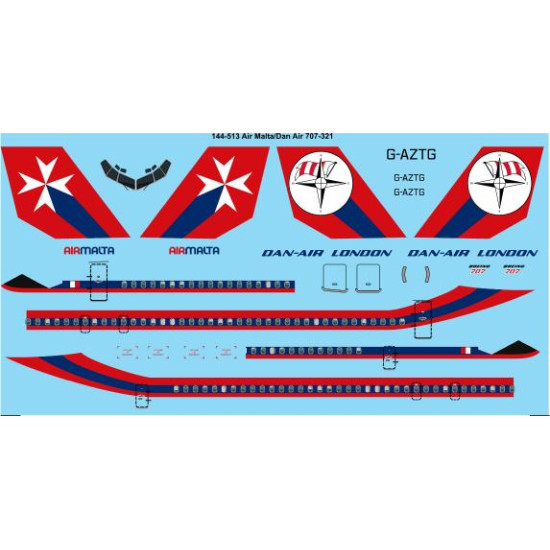26decals 144-513 1/144 Air Malta Boeing 707-321 Laser Decal
