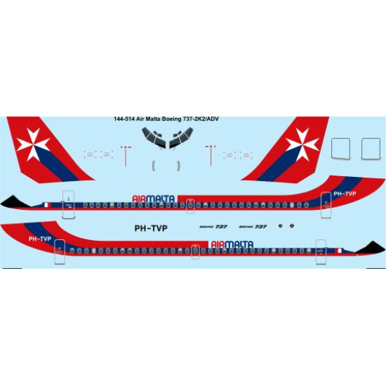 26decals 144-514 1/144 Air Malta Boeing 737-200 Laser Decal