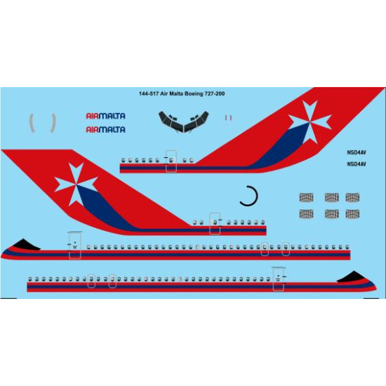 26decals 144-517 1/144 Air Malta Boeing 727-200 Laser Decal