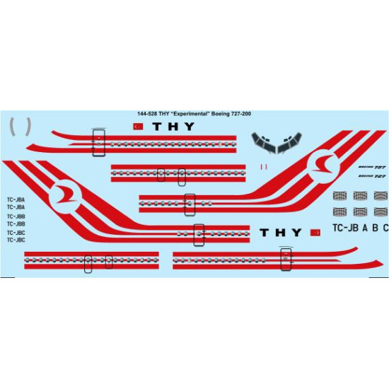 26decals 144-528 1/144 Thy Experimental Boeing 727-200 Laser Decal