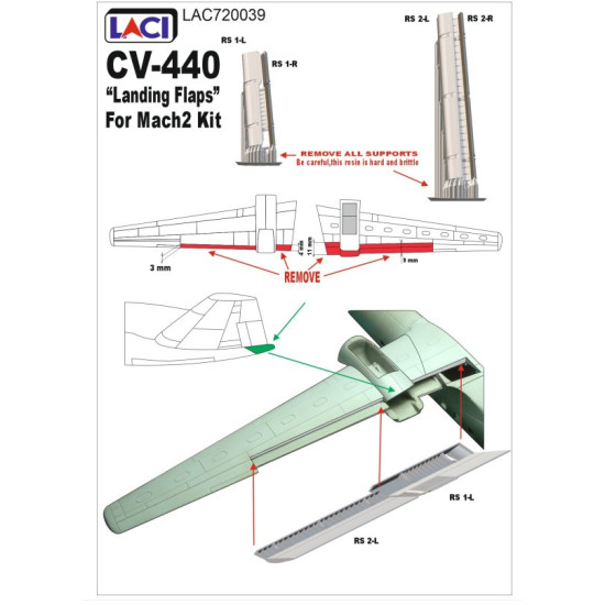 Laci 720039 1/72 Convair Cv-440 Landing Flaps For Mach2 Resin Model
