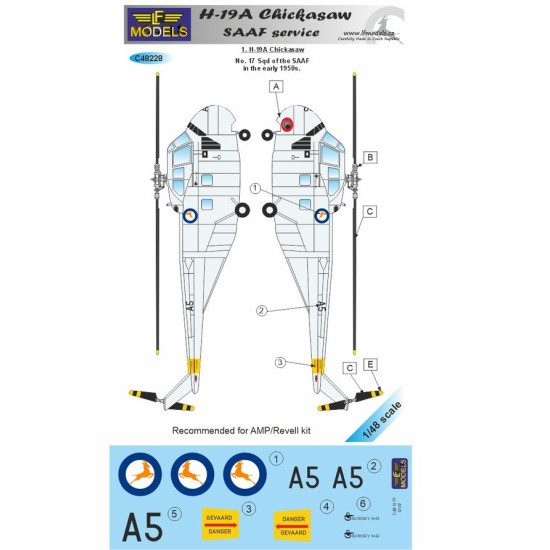 Lf Models C48228 1/48 Decal For H-19a Chickasaw Saaf Service For Amp, Revell