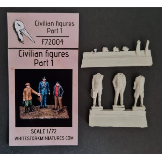 White Stork Miniatures F72004 1/72 Civilian Figures Part 1 Resin, Unpainted, Unassembled Kit