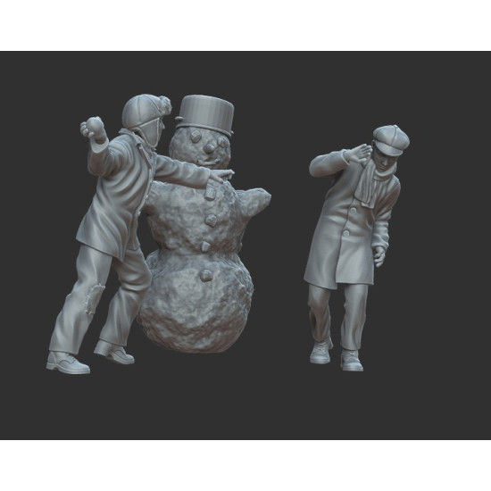 White Stork Miniatures F72019 1/72 Winter Fun Figures Civilians Resin Unpainted Unassembled