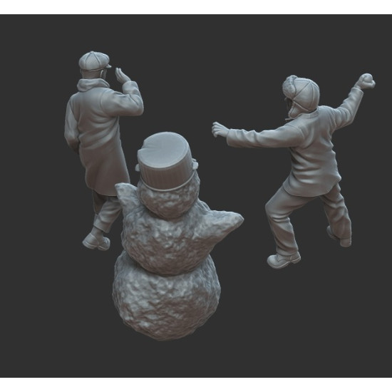 White Stork Miniatures F72019 1/72 Winter Fun Figures Civilians Resin Unpainted Unassembled