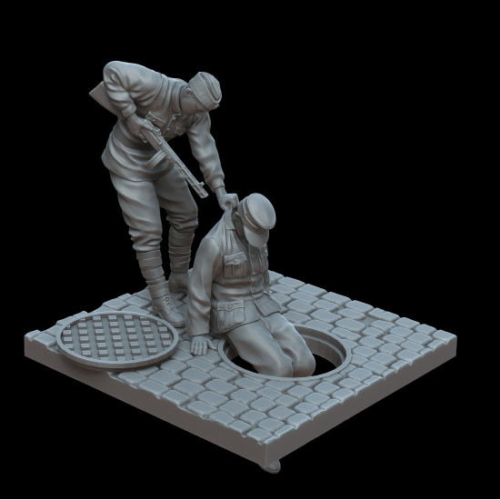 White Stork Miniatures F72026 1/72 Soviet And German Soldiers Ww2 Come Out Resin Unpainted Unassembled Kit