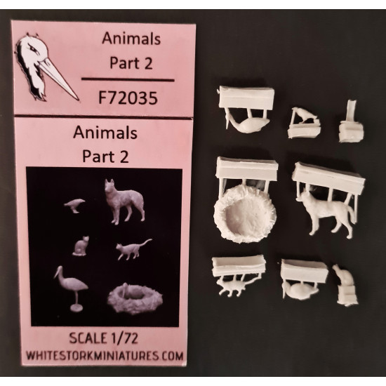 White Stork Miniatures F72035 1/72 Animals 6 Figures Resin Unassembled Unpainted