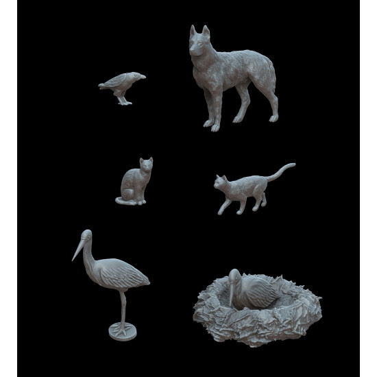 White Stork Miniatures F72035 1/72 Animals 6 Figures Resin Unassembled Unpainted