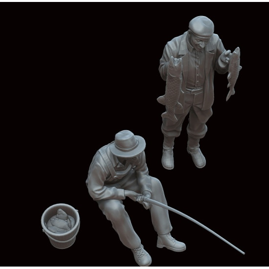 White Stork Miniatures F72054 1/72 Fishermen Resin Unassembled Unpainted Kit