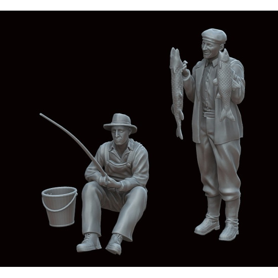 White Stork Miniatures F72054 1/72 Fishermen Resin Unassembled Unpainted Kit