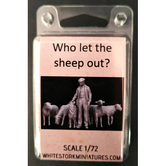 White Stork Miniatures F72060 1/72 Shepherd And Sheep Who Let The Sheep Out Resin Unassembled Unpainted