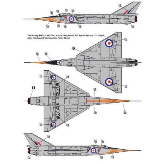 Dora Wings 48064 1/48 Fairey Delta 2 British Supersonic Research Aircraft Model Length 327mm Wingspan 170mm