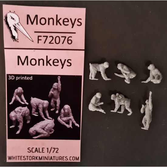 White Stork Miniatures F72076 1/72 Monkeys Resin Unassembled Unpainted Kit