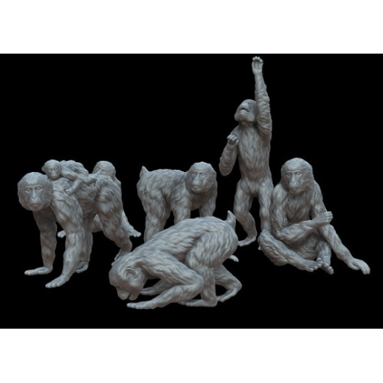 White Stork Miniatures F72076 1/72 Monkeys Resin Unassembled Unpainted Kit