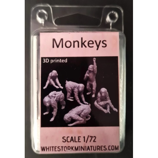 White Stork Miniatures F72076 1/72 Monkeys Resin Unassembled Unpainted Kit