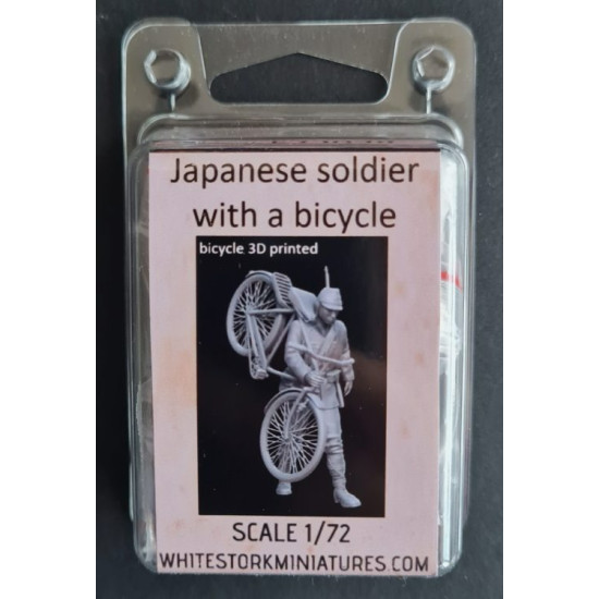 White Stork Miniatures F72078 1/72 Japanese Soldier With A Bicycle Resin Unassembled Unpainted Kit