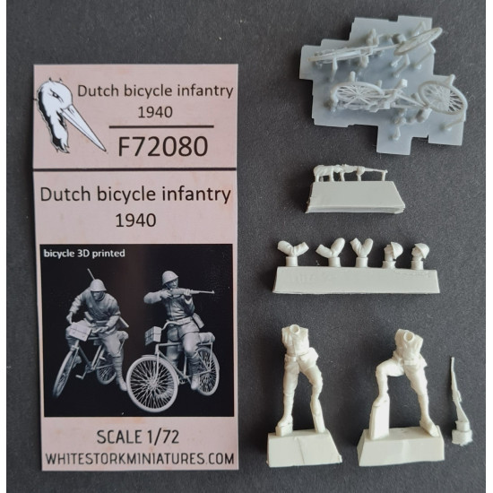 White Stork Miniatures F72080 1/72 Dutch Bicycle Infantry 1940 Resin Unassembled Unpainted Kit