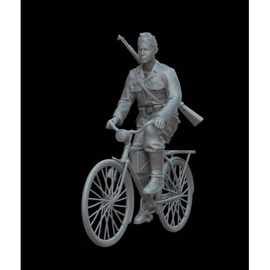 White Stork Miniatures F72149 1/72 German Soldier On A Bicycle Resin Unassembled Unpainted