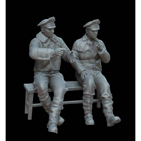 White Stork Miniatures F72162 1/72 German Pilots On The Bench Resin Unassembled Unpainted