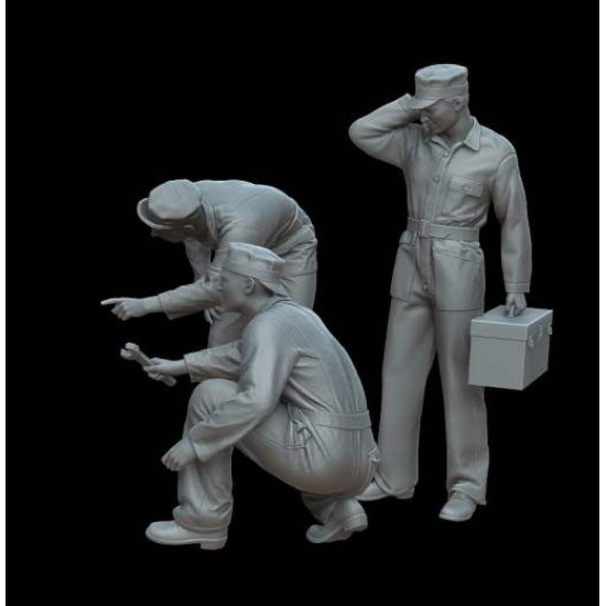 White Stork Miniatures F72164 1/72 U.s. Mechanics Resin Unassembled Unpainted