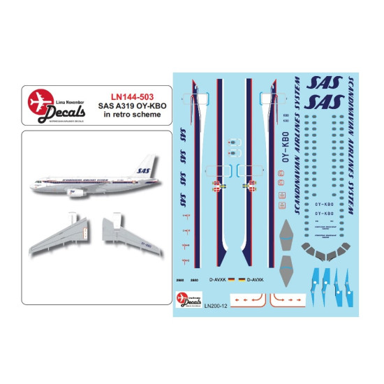 Lima November Decals 144-503 1/144 Sas Retro Colour Scheme Airbus A319