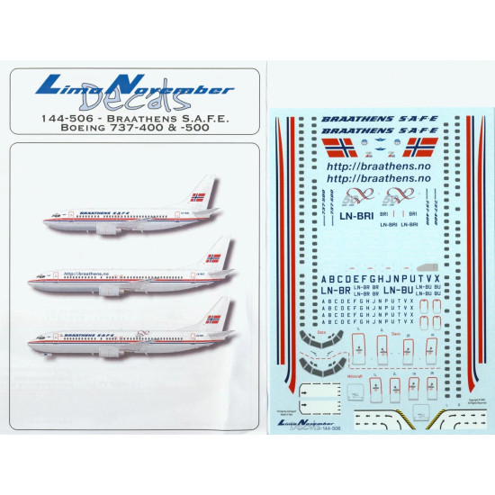 Lima November Decals 144-506 1/144 Nbraathens Safe, Boeing 737-400/500