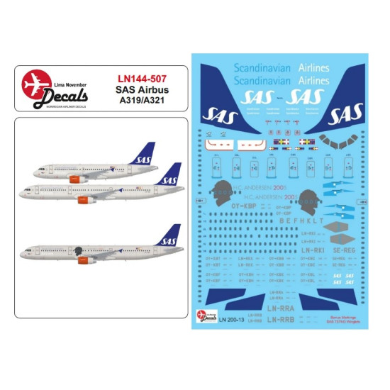 Lima November Decals 144-507 1/144 Sas With H C Andersen 2005 Airbus A319 A321