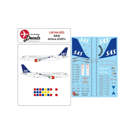 Lima November Decals 144-553 1/144 SAS Airbus A320s