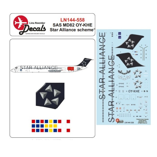Lima November Decals 144-558 1/144 Sas Md82 Oy-khe In Star Alliance Cs