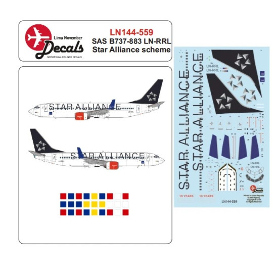 Lima November Decals 144-559 1/144 Sas B737-883 Ln-rrl In Star Alliance Cs