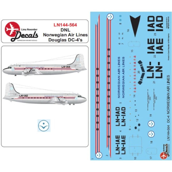 Lima November Decals 144-564 1/144 Dnl Norwegian Air Lines Dc-4